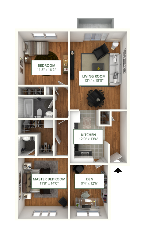 AB 1.5Bed 1Bath FloorPlan at Atlantic Pointe Apartments, Atlantic Highlands, 07716
